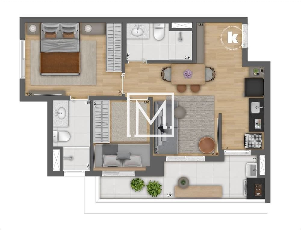 Apartamento com 2 dormitórios à venda, 52 m² por R$ 537.600 - Vila Gumercindo - São Paulo/SP